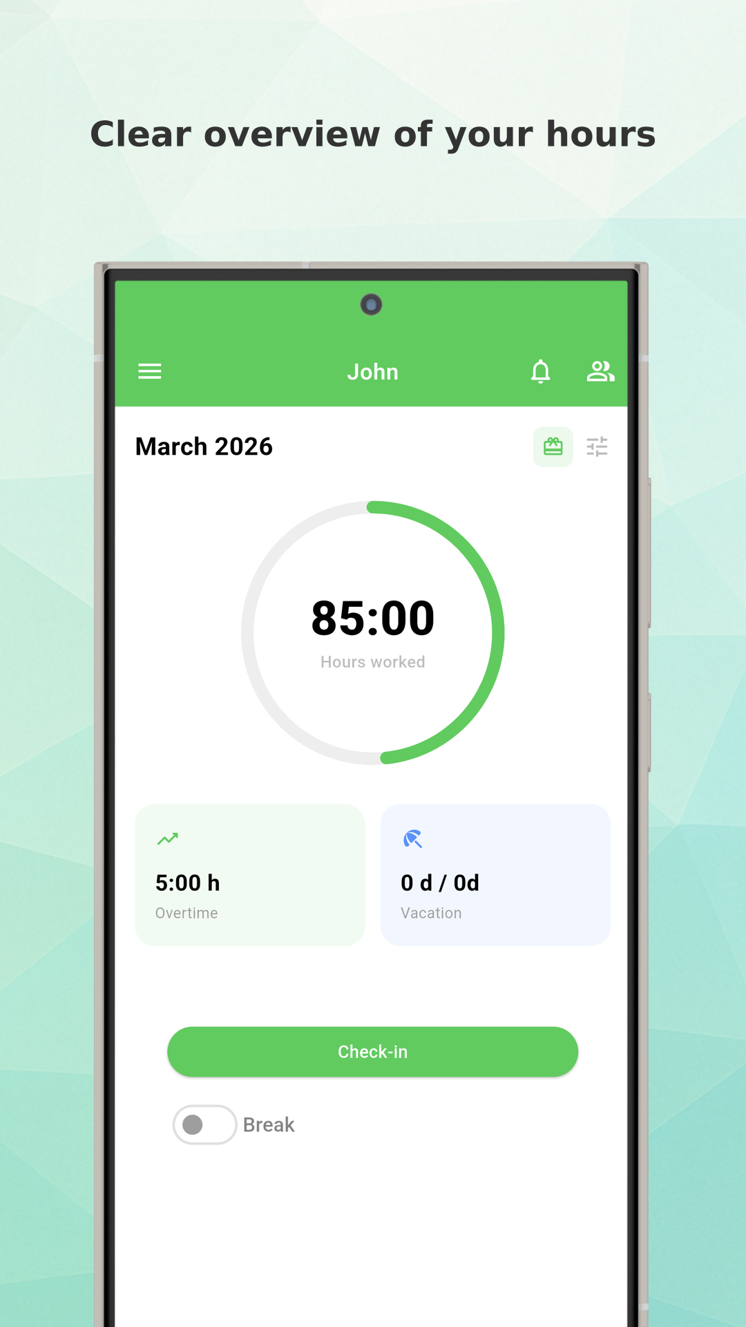 Working Timer dashboard