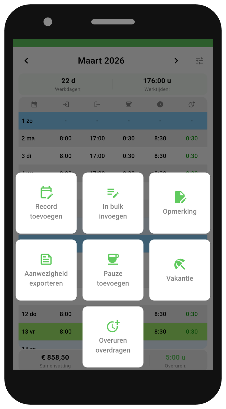 Working Timer mobile app preview