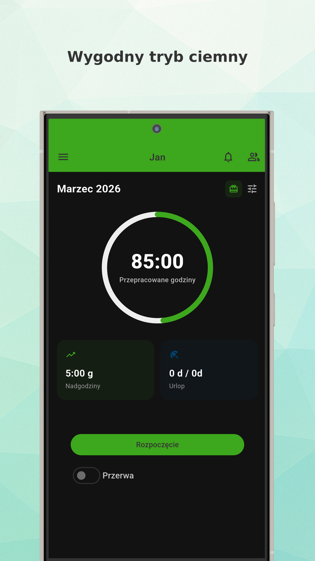 Working Timer month table