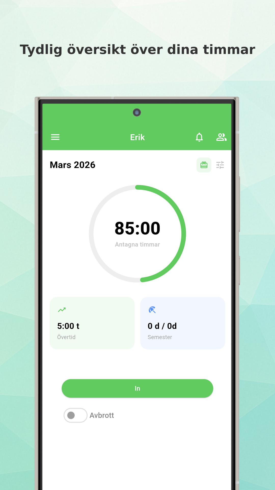 Working Timer dashboard