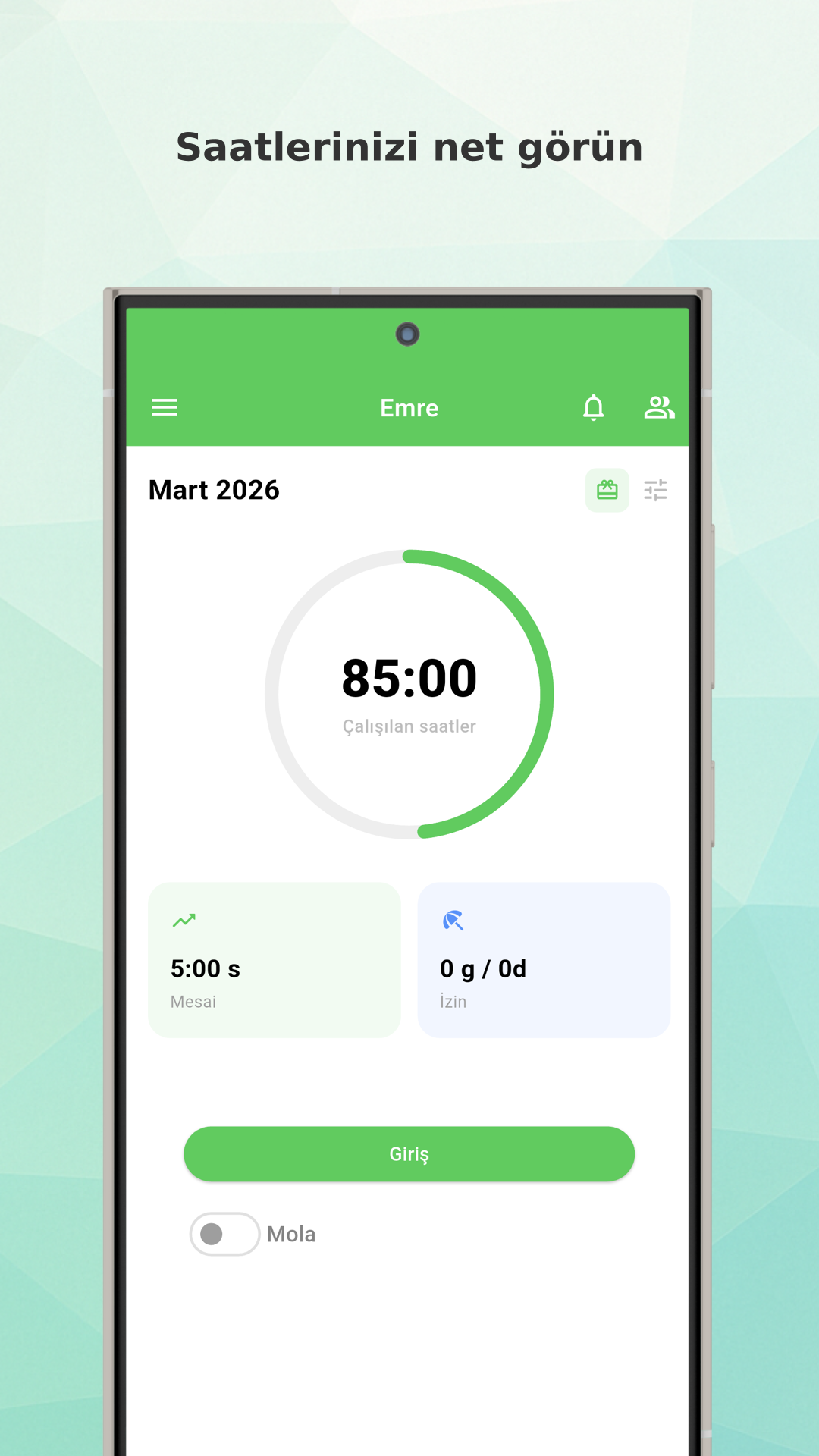 Working Timer dashboard