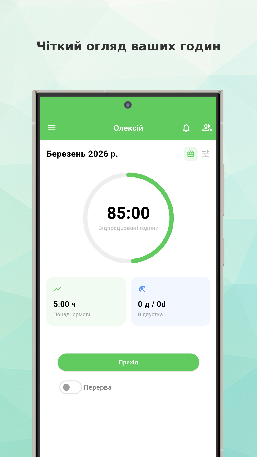 Working Timer dashboard