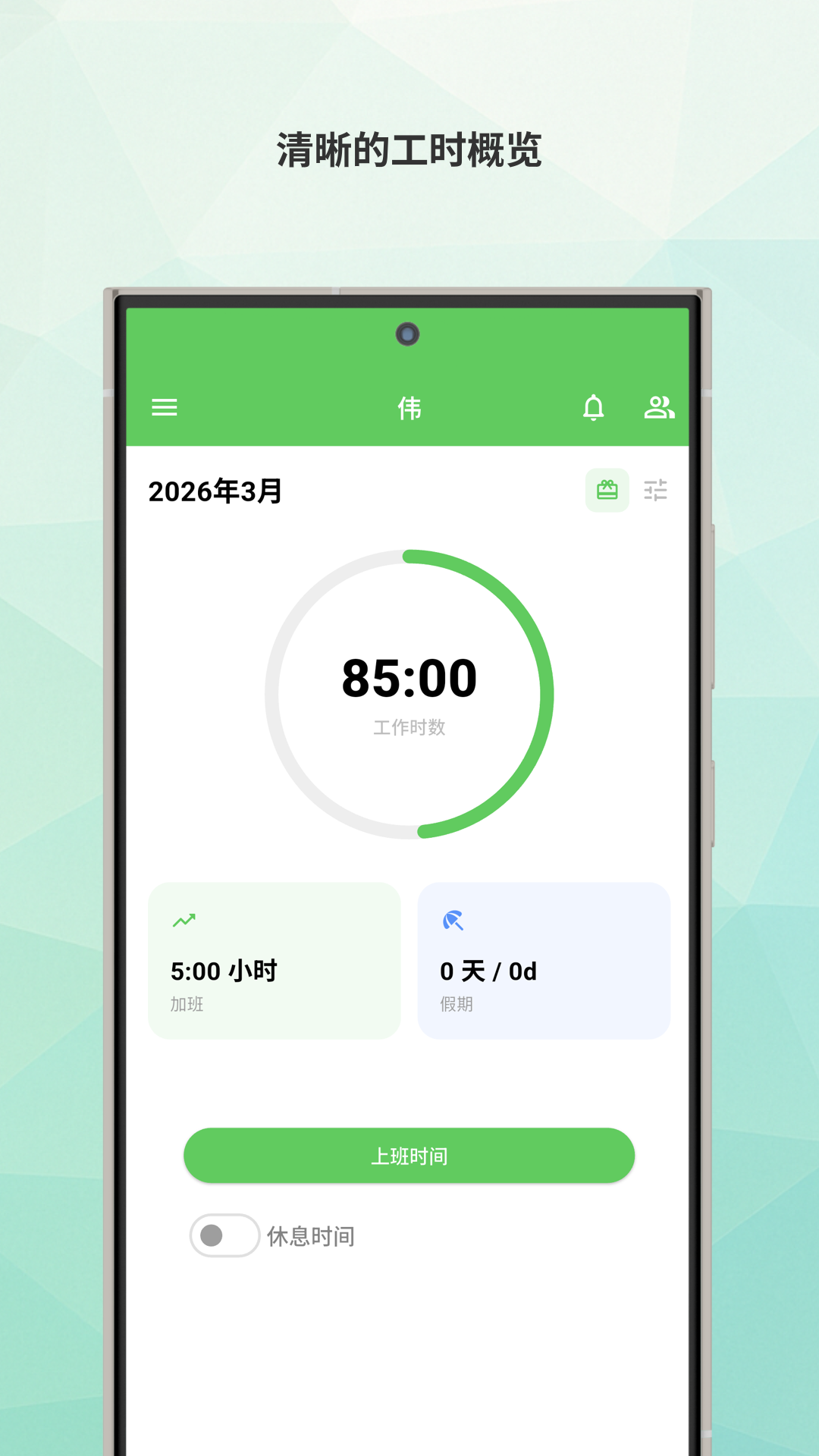 Working Timer dashboard